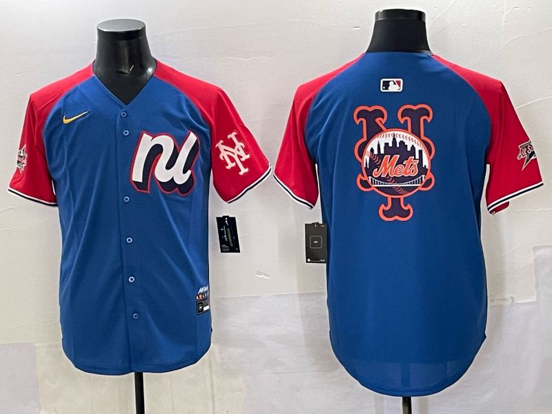 Men New York Mets Blank Blue red All star 2025 Nike MLB Jersey style 02